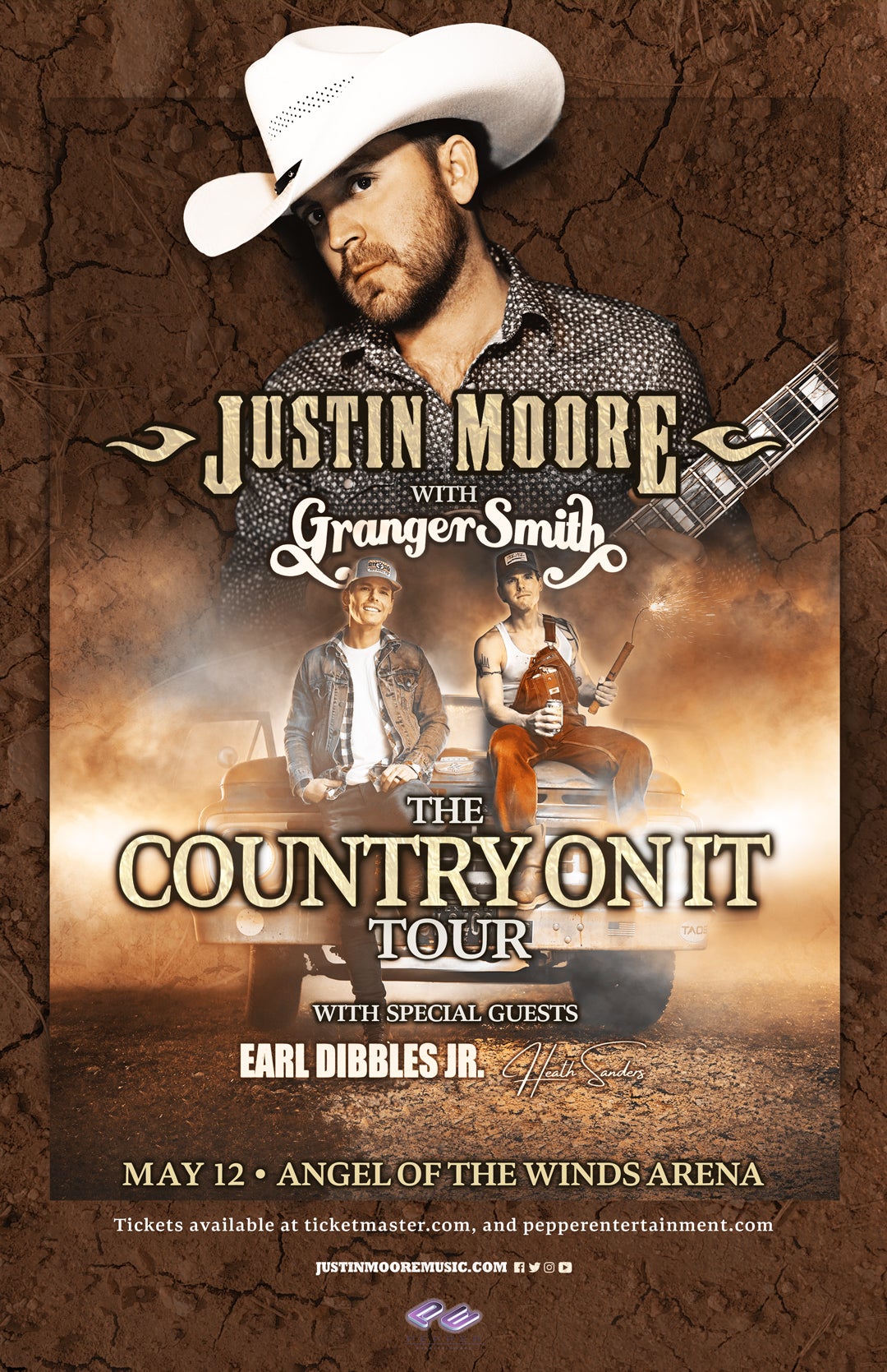 More Info for JUSTIN MOORE - THE COUNTRY ON IT TOUR – with special guests Granger Smith ft. Earl Dibbles Jr. and Heath Sanders.